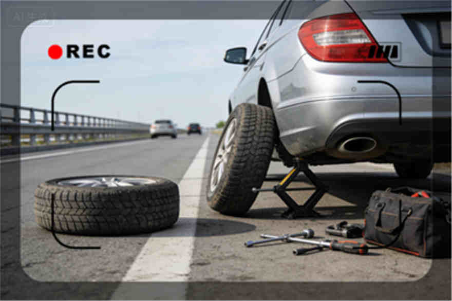 资源高速公路爆胎-汽车换轮胎